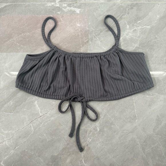 Women’s Collusion Bandeau Crop Top Spaghetti Strap Tie Front Size 6 - Picture 1 of 13
